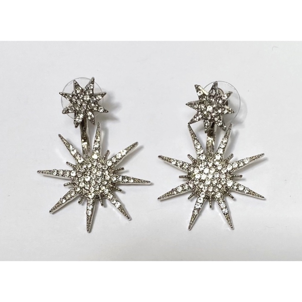 Snow/Star Earrings Hanging Behind the Ear